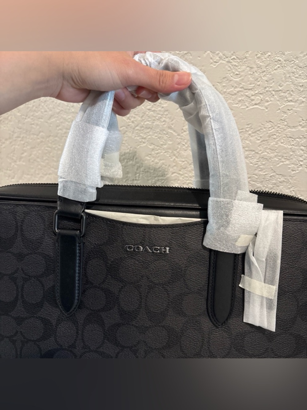 NWT Coach Men's Charcoal Signature Briefcase Tote With Strap - Picture 2 of 13